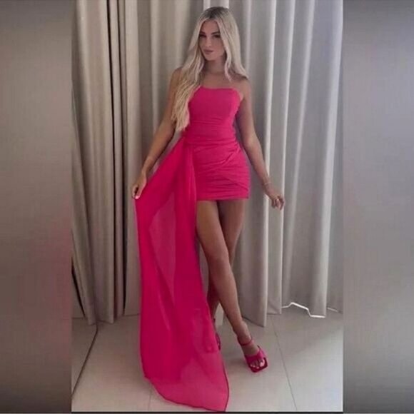 ZARA PINK DRAPED DRESS Summer fav - Picture 3 of 16